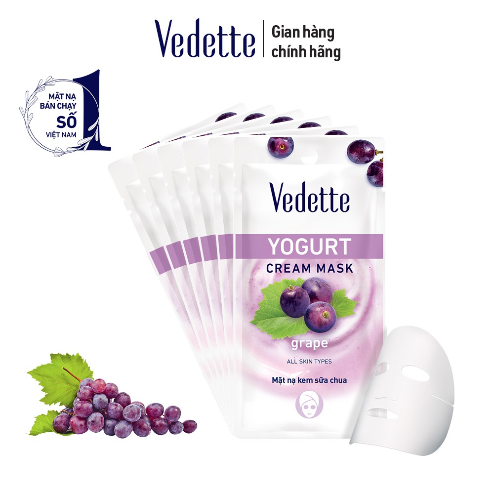 Combo 6 Mặt Nạ Sữa Chua Vedette Dưỡng Ẩm Mịn Màng Yogurt Cream Mask