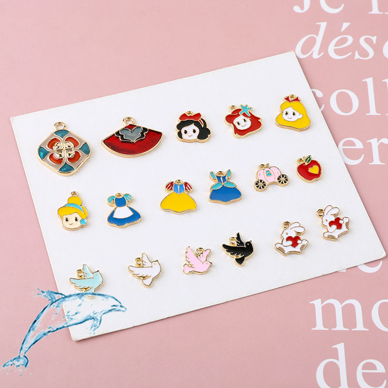 Trang Sức Handmade DIY Handmade Chất Liệu Phụ Kiện Hợp Kim Dầu Nhỏ Giọt Công Chúa Series Mặt Dây Chuyền Bông Tai Tự Chế Mặt Dây Chuyền Vòng Cổ Mặt Dây Chuyền Chất Liệu Phần