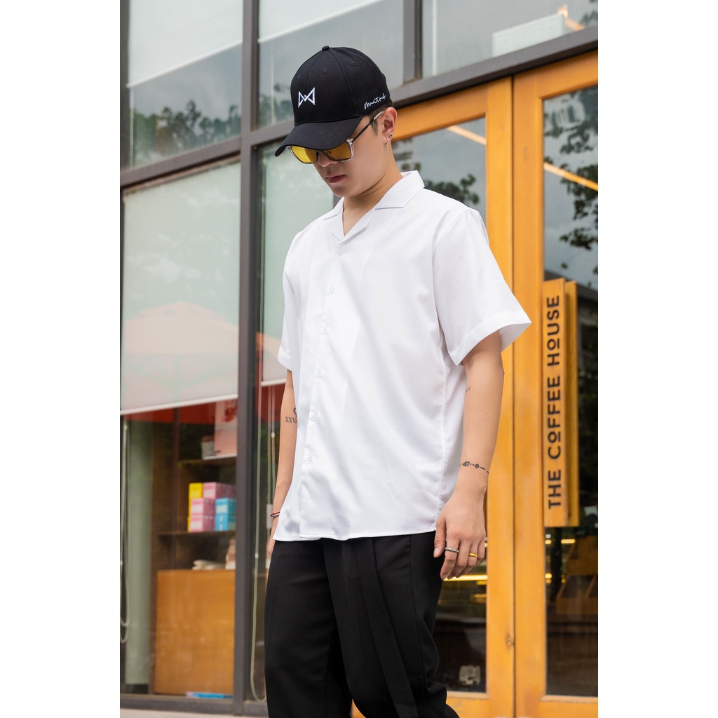 Áo sơ mi cộc tay cổ vest nam MALTRIK phong cách Hàn Quốc unisex chất lụa cao cấp có size lớn 130kg