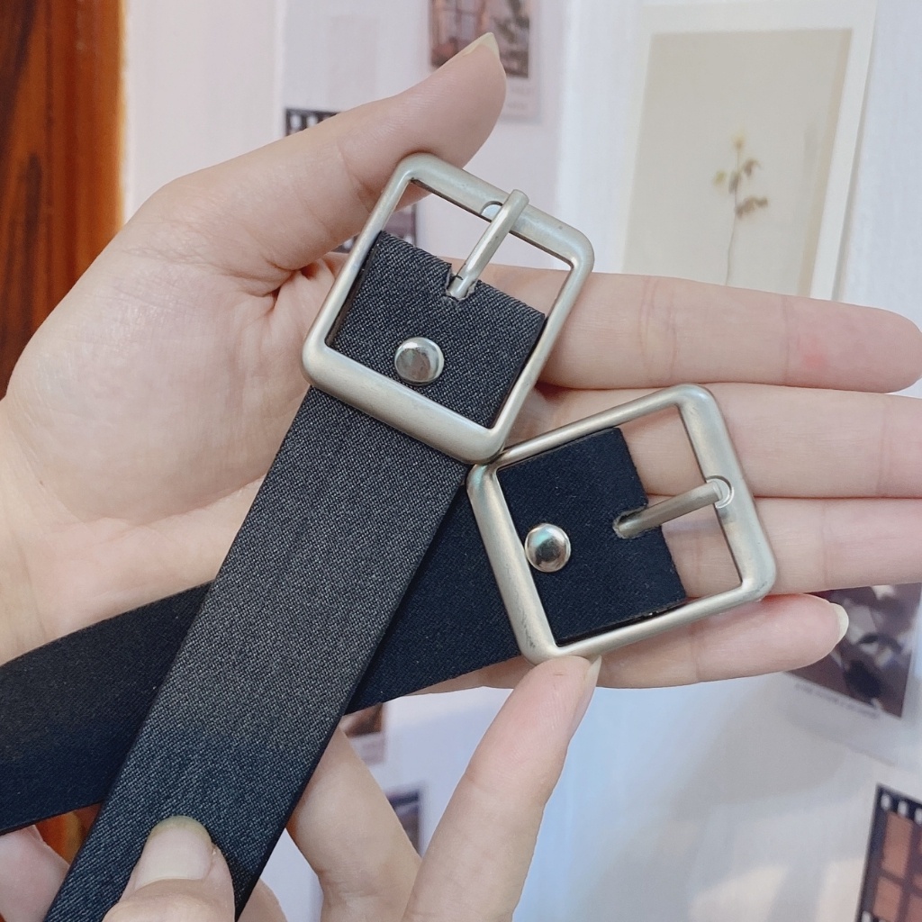 Dây thắt lưng Nữ Nam Unisex MẶT VUÔNG ulzzang to vừa 2.6cm- Dây nịt Nam Nữ vải mặt vuông thời trang Nam nữ Hàn-Xamxishop