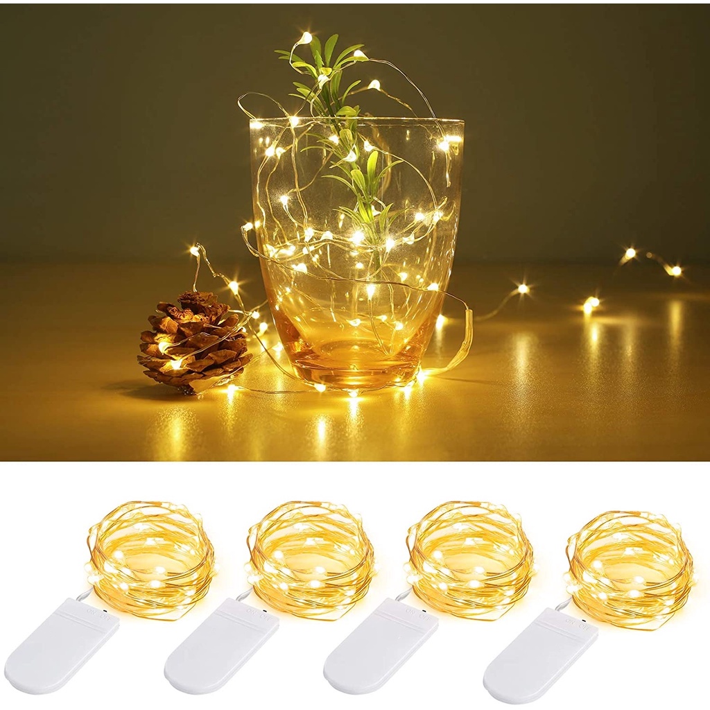 Đèn cổ tích 2 mét 20 nút đèn dây dẫn với 2 pin CR2025 Trang trí giáng sinh Tiệc trang tự làm trang trí bó hoa