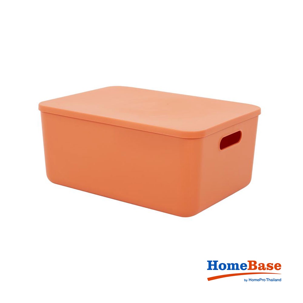 HomeBase STACKO Thùng nhựa có nắp size M R16xS36xC26cm màu cam