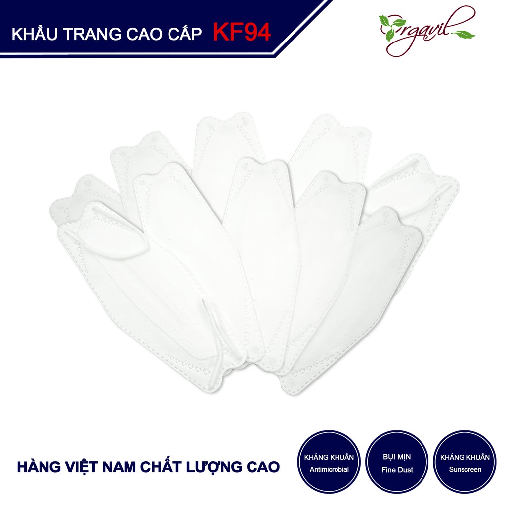 Set 10 Khẩu trang cao cấp KF94 4 lớp - Khẩu trang người lớn, khẩu trang y tế chính hãng, kháng khuẩn tốt- Orgavil