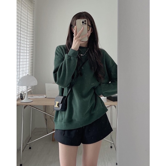 Áo sweater nỉ trơn cổ tròn hàng nỉ xịn