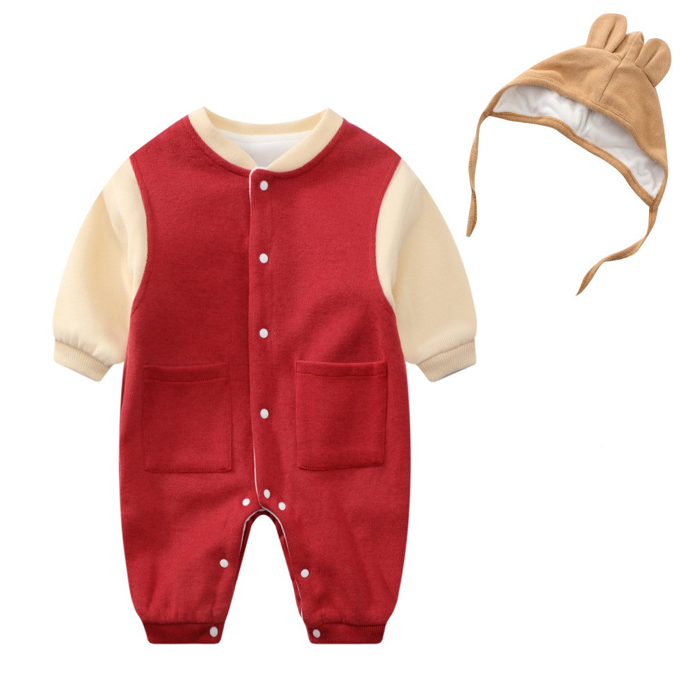 Set body kèm mũ bé trai bé gái Mario Store bodysuit có mũ cho bé chất dày dặn họa tiết túi hộp hàng xuất khẩu