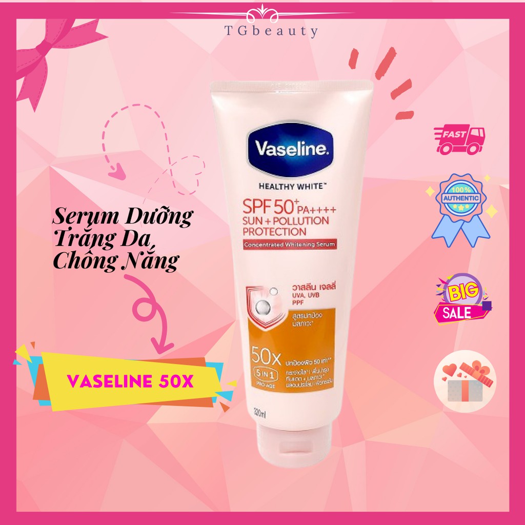 Vaseline 50x Serum chống nắng cơ thể SPF50 + dưỡng da sáng khoẻ 320ML | BigBuy360 - bigbuy360.vn