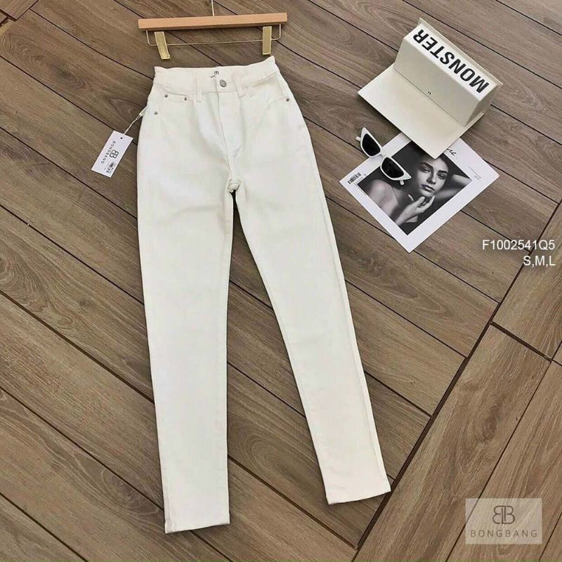 Quần jean trắng ôm lưng cao 1002