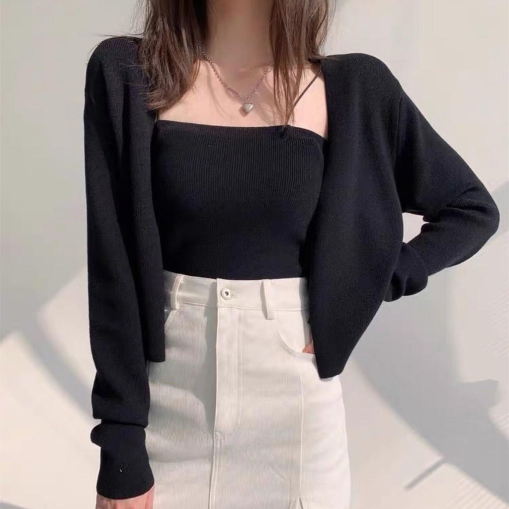 Áo Dệt Kim Hai Dây Màu Sắc Tươi Sáng Kẻ Sọc Dễ Phối Đồ