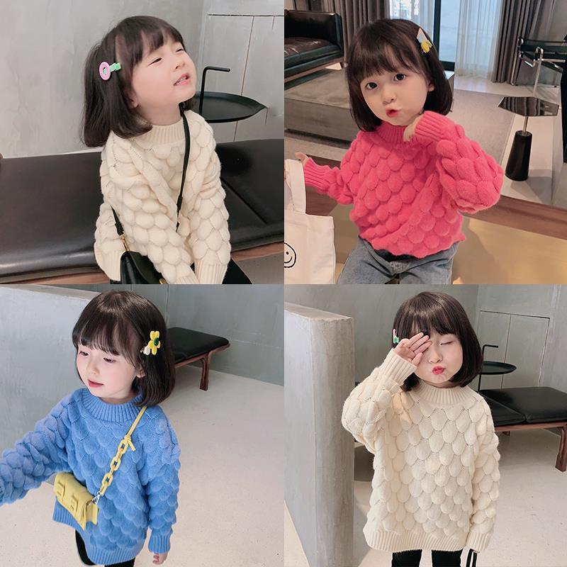 Áo sweater cao cổ chui đầu phong cách Hàn Quốc thời trang thu đông cho bé gái