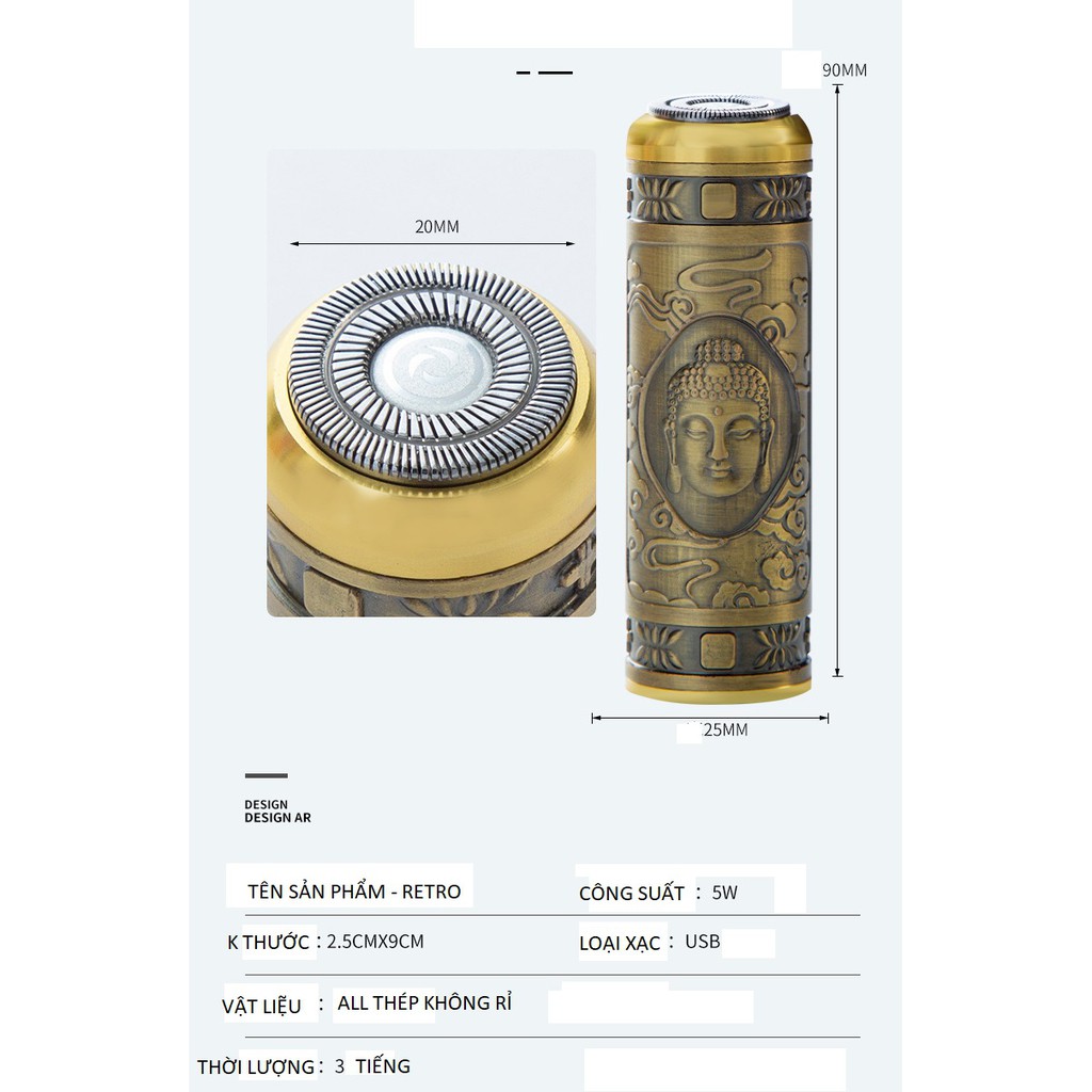 Máy cạo râu RNZOR HW-T8 18 lưỡi titan Máy Cạo Râu Sạc Điện  RNZOR HW-T8 Gold Mạnh Mẽ Tiện Dụng Phong