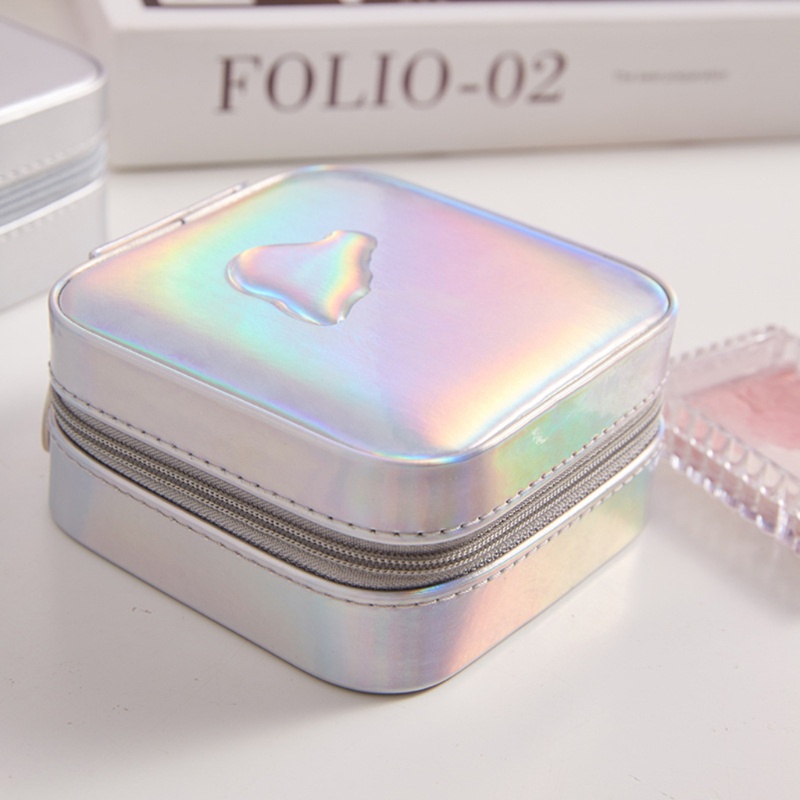 Flgo Hộp Đựng Trang Sức Mini Chống Thấm Nước Có Gương Soi Để Bàn Tiện Lợi