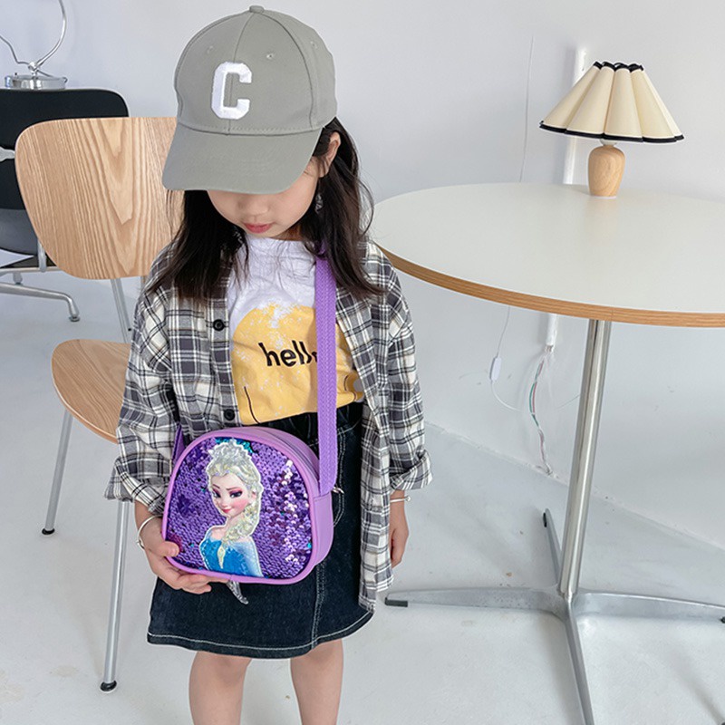 Túi Đeo Chéo Một Bên Vai Đính Kim Sa Thời Trang Hàn Quốc Mới Dành Cho Bé Gái