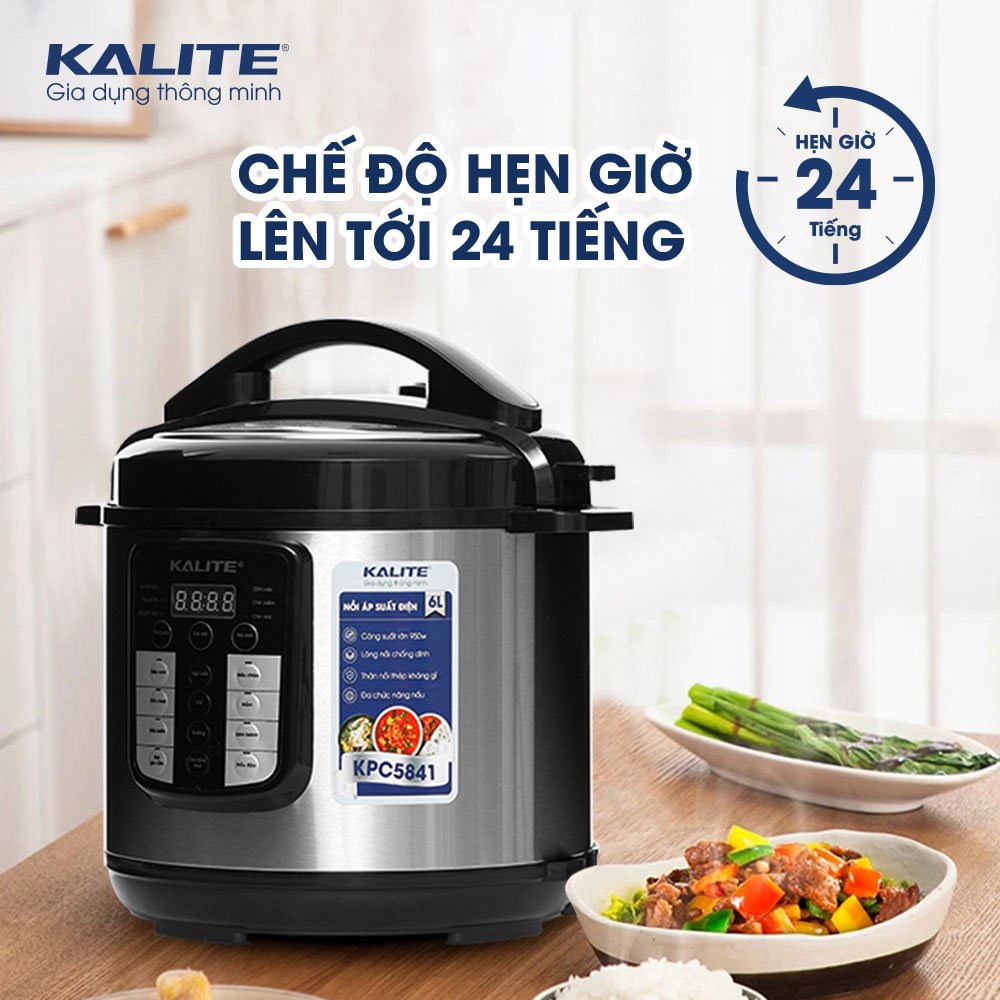 [Mã ELHADEV giảm 4% đơn 300K] Nồi áp suất điện Kalite KPC 5841 Dung tích 6L Công suất 950W - Hàng chính hãng