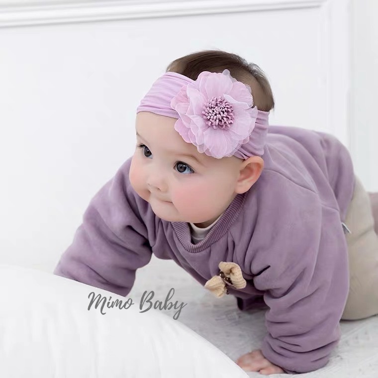 Set băng đô hoa voan+nơ gân đáng yêu ( kèm hộp đựng) cho bé gái BD40 Mimo Baby