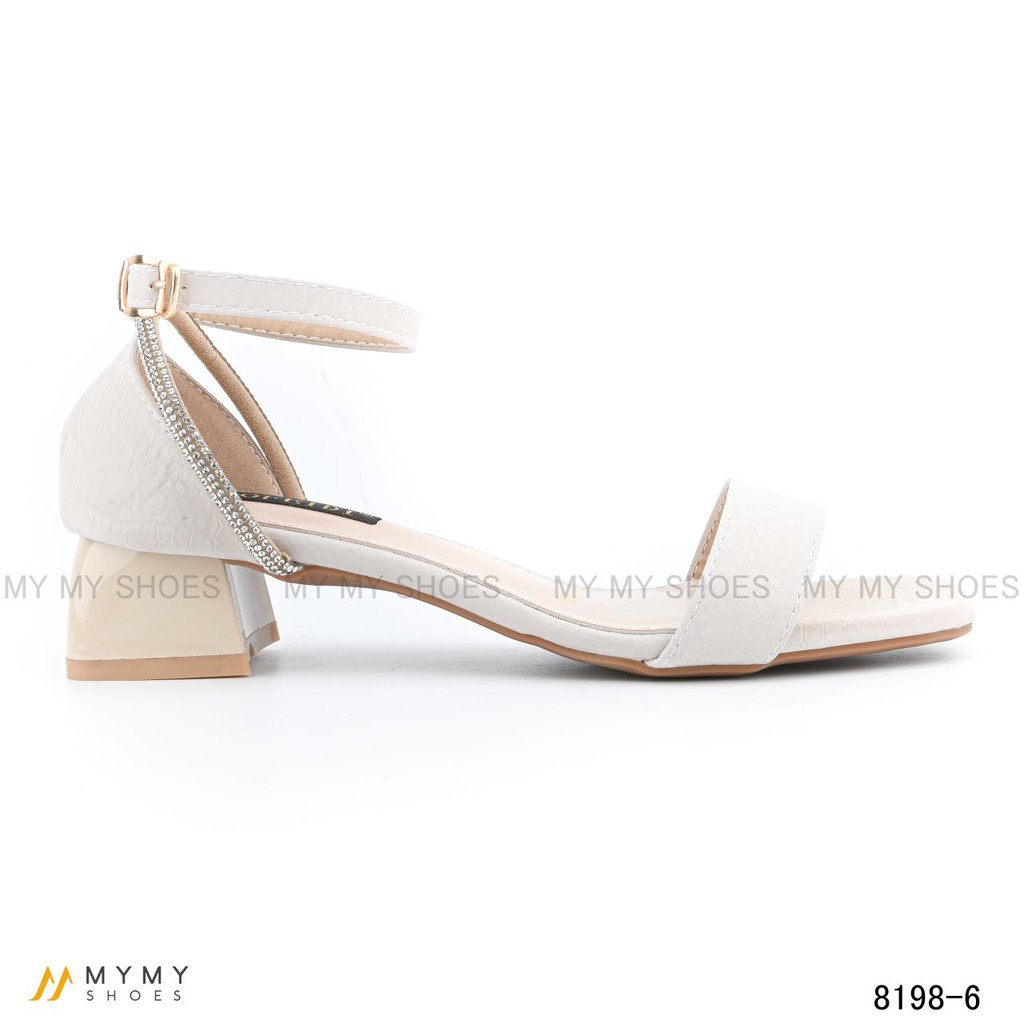 8198-6 Sandal da lì dập vân bít gót viền đá 3p my my shoes