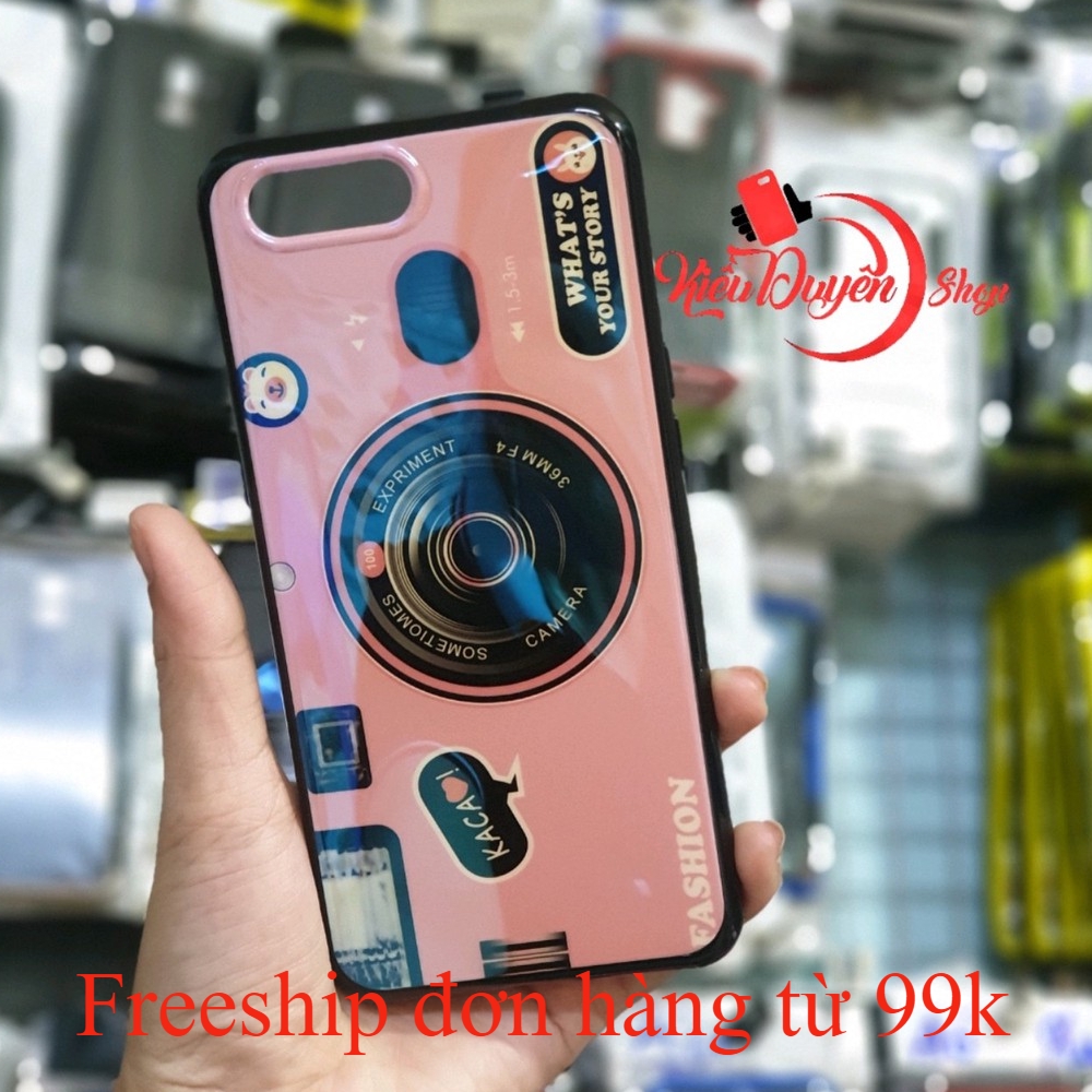 Ốp lưng Oppo A3S - Realme C1 hình máy ảnh kèm giá đỡ và dây đeo