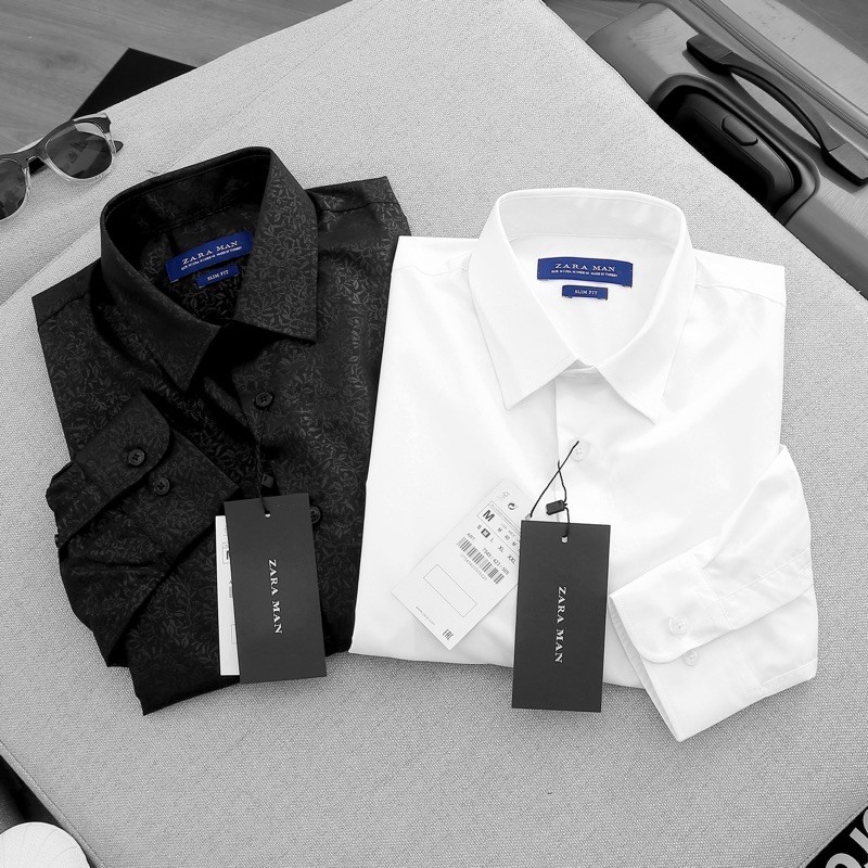 [SALE KHỦNG] SƠ MI Z.RA CÔNG SỞ NAM COTTON HOẠ TIẾT CHÌM HAI MÀU ĐEN TRẮNG BASIC | BigBuy360 - bigbuy360.vn