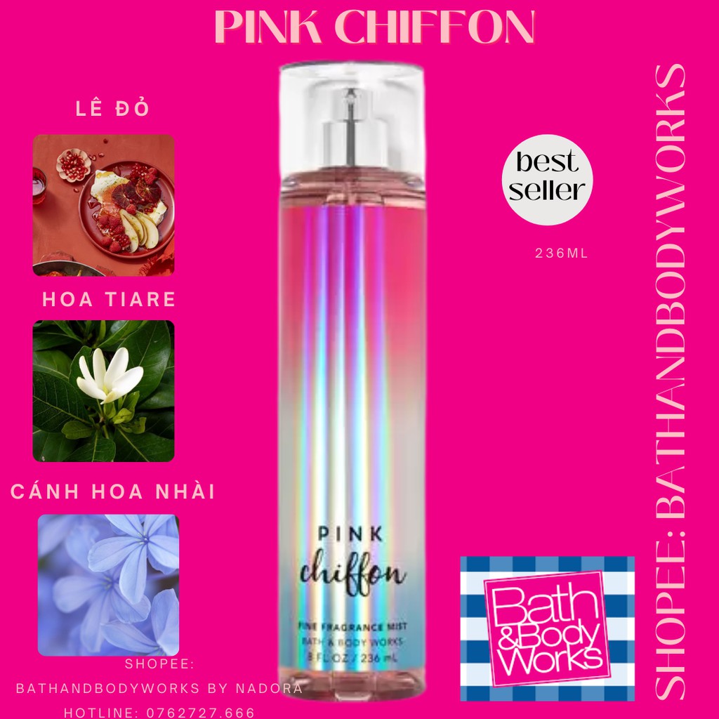 Xịt Thơm Toàn Thân Bath And Body Works - Pink Chiffon Body Mist (236ml)