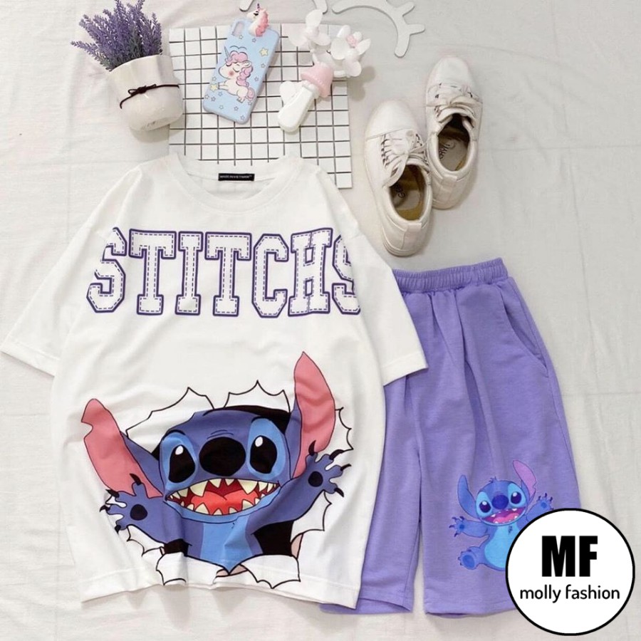 Set đồ bộ hoạt hình ❤️ Bộ mặc nhà Cartoon STITCH OPEN form rộng Unisex nam nữ Molly Fashion