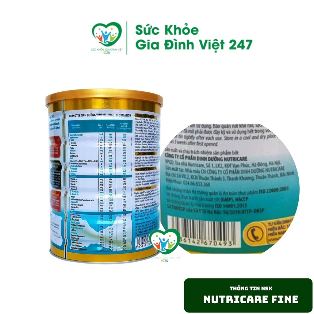 Sữa Nutricare fine 900g cho người bị ung thư