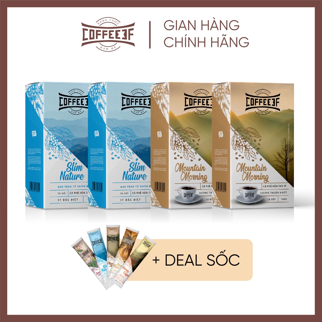 Combo Xả Hàng Tết - 4 hộp cà phê hoà tan Coffee3F (10 gói/hộp x 16g/gói) | BigBuy360 - bigbuy360.vn