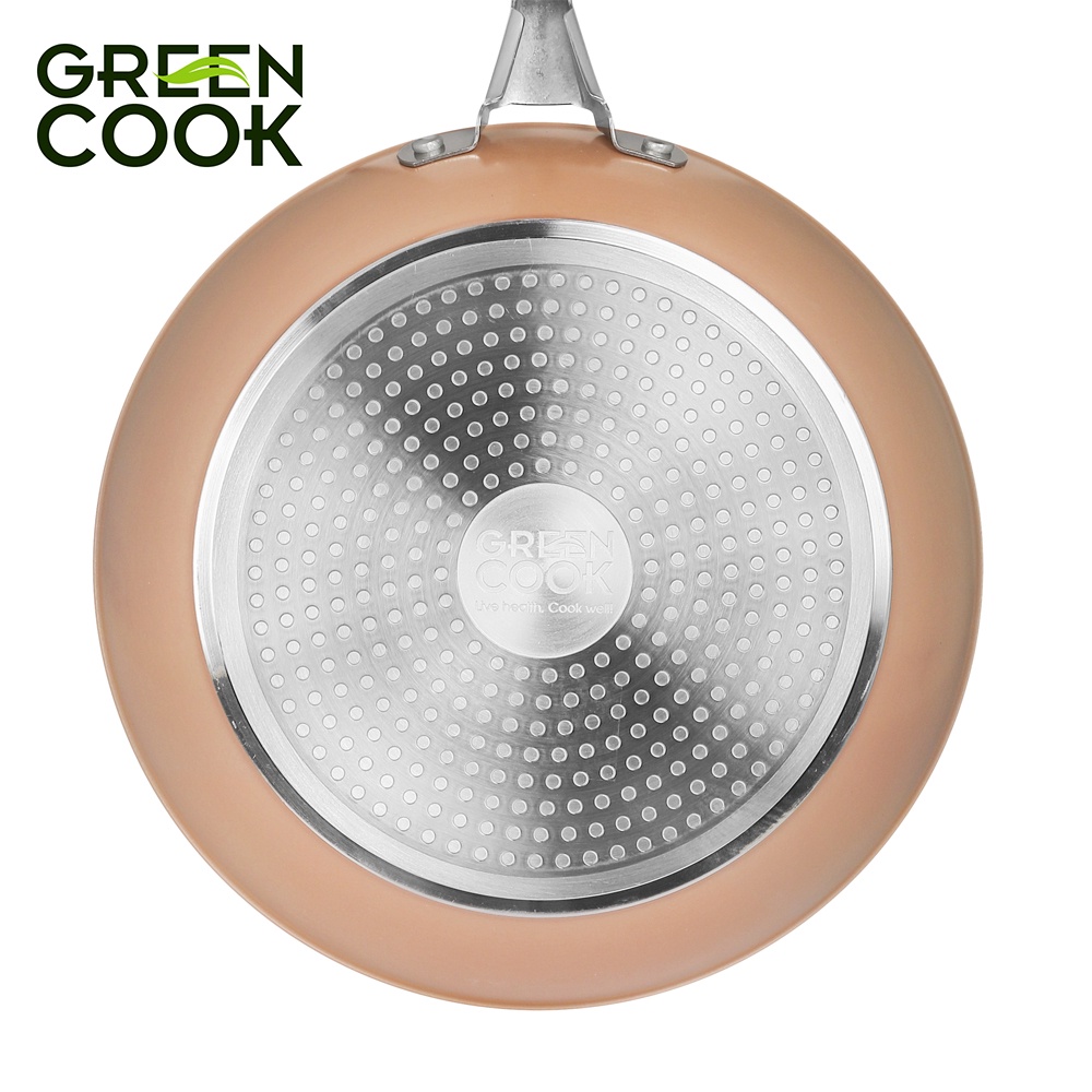 Chảo đáy từ vân đá hoa cương chống dính Green Cook GCP08 sâu lòng tay cầm inox chống bỏng chắc chắn