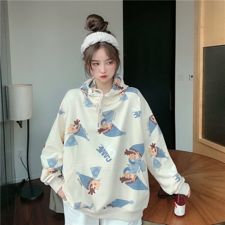 Áo Hoodie Mỏng In Họa Tiết Dễ Thương Thời Trang Mùa Thu Cho Nữ