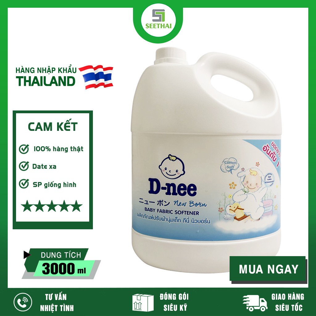 [CHÍNH HÃNG] Nước Xả Vải Cho Bé Dnee Trắng Thái Lan 3000ml