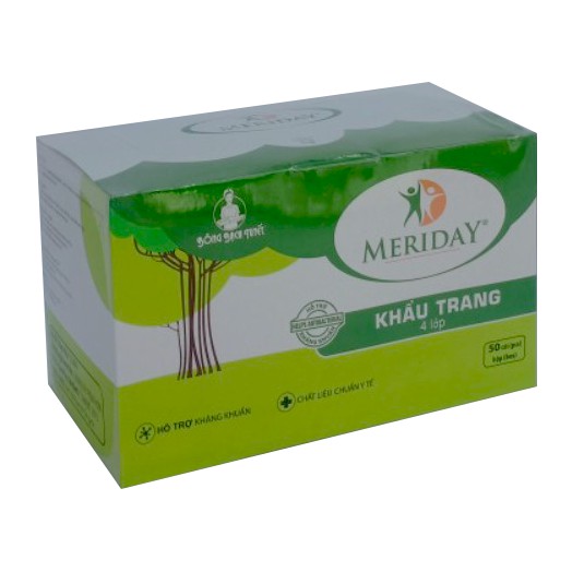 Khẩu trang y tế Meriday 4 lớp- màu xanh -50 cái