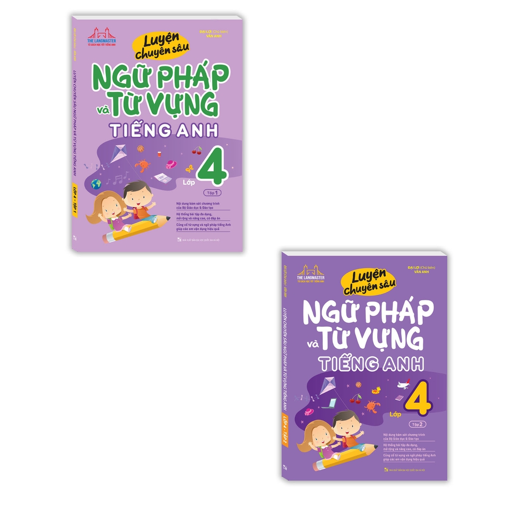 Sách Combo Luyện chuyên sâu ngữ pháp và từ vựng tiếng anh lớp 4 (Tập 1 + tập 2) (tặng bút)