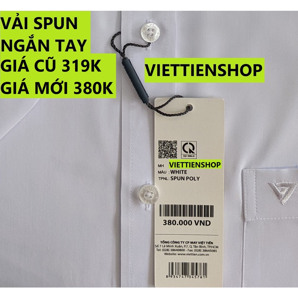 ÁO SƠ MI VIỆT TIẾN NGẮN TAY VÀ DÀI TAY MÀU TRẮNG