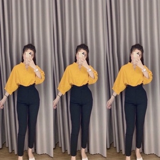Áo sơ mi cổ trụ phom xinh