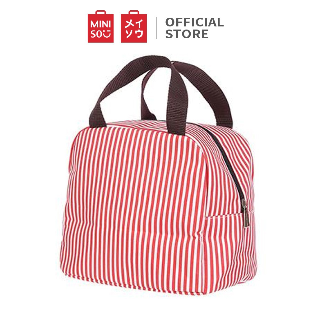 Miniso Túi Đựng Hộp Cơm Trưa Họa Tiết Kẻ Sọc Đơn Giản