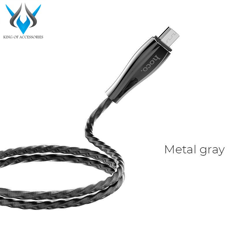 Cáp sạc nhanh và truyền dữ liệu Hoco U56 Metal armor cổng microUS, hỗ trợ QC3.0, điện áp 2.4A max, dài 1.2M - Chính hãng