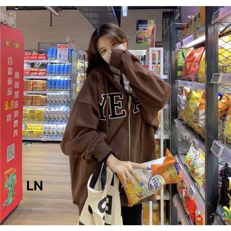 Áo khoác nỉ YEAH mũ 2 lớp TH6