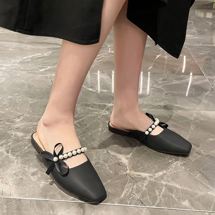 Qiaoyiluo Giày Muller Cao Cấp Mũi Vuông Miệng Nông Thời Trang Mùa Hè Chất Lượng Cao Cho Nữ