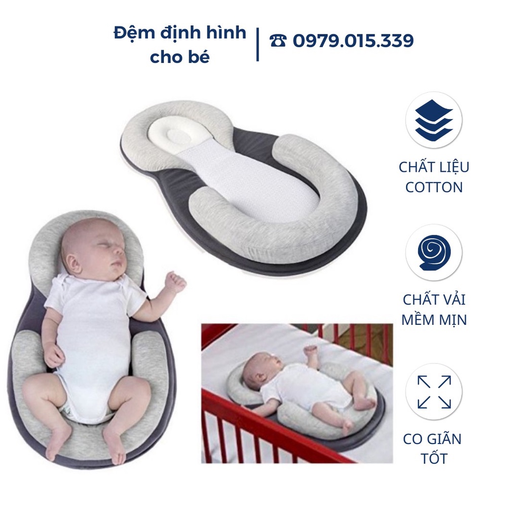 Đệm Ngủ Định Hình Mamy, Đệm Nằm Định Hình Đúng Tư Thế cho bé ngủ sâu giấc, thoải mái chống bẹp đầu