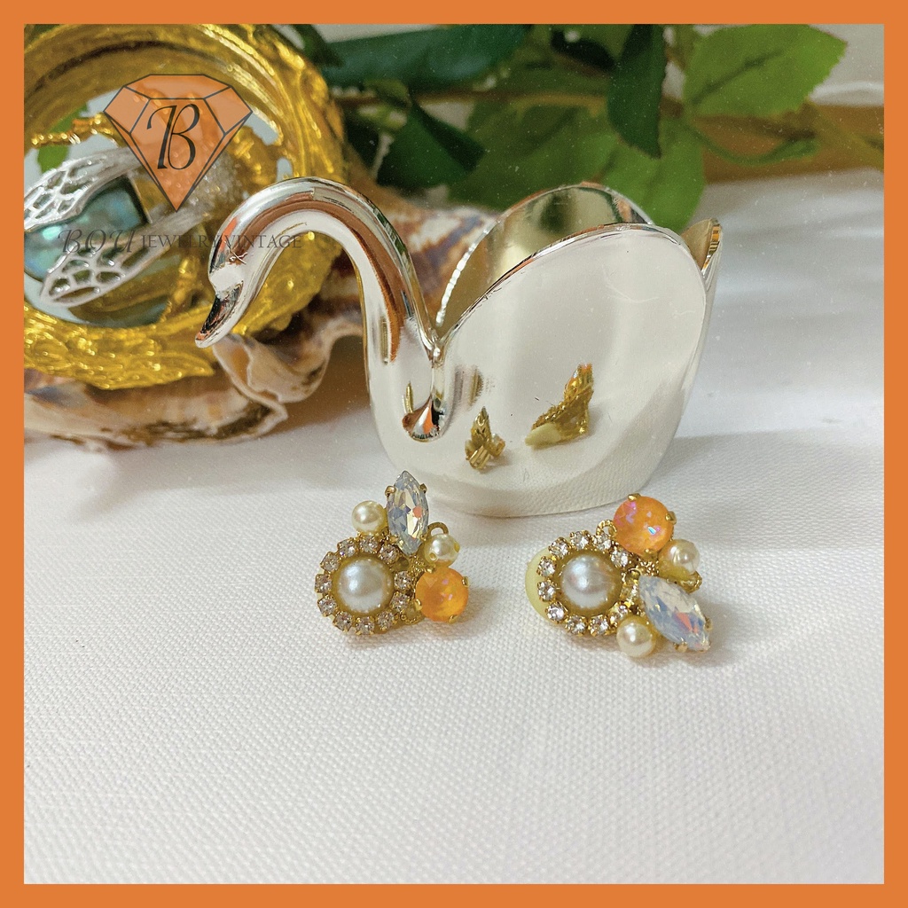 BÔNG TAI TRAI NHÂN TẠO SECONDHAND TRANG SỨC SI NHẬT BẢN BOU JEWELRY VINTAGE MÃ BT124