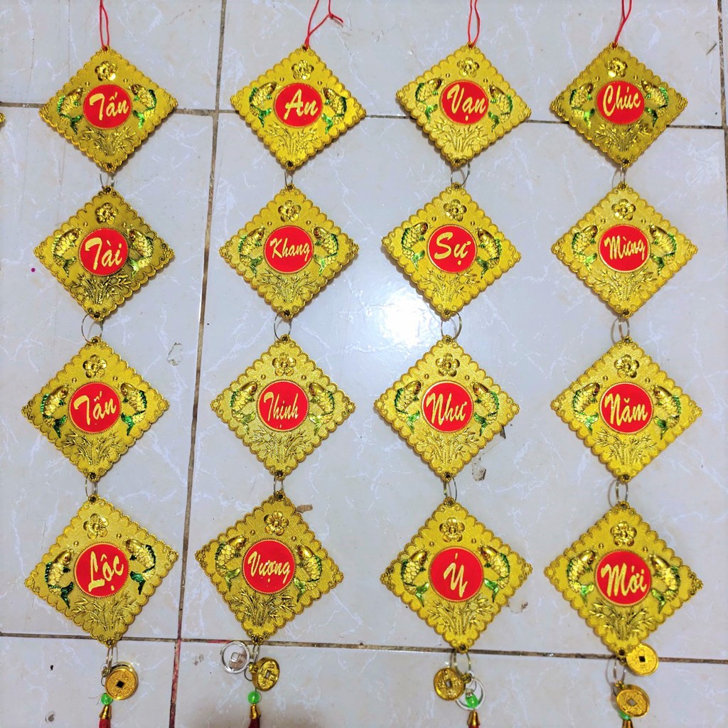Dây treo chữ trang trí tết 4 chữ cá và trúc B05 (giá bán 1 dây)