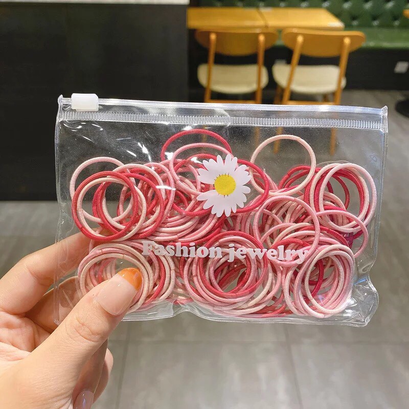 PVN21122 Set 100 dây buộc tóc nhiều mầu thời trang hàn quốc cho bé T2 .
