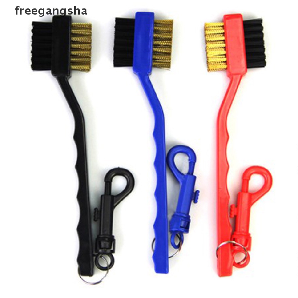 [FREG] 2 Sided Brass Wires Nylon Cleaning Kit Tool Golf Brush Clip Groove Ball Cleaner FDH