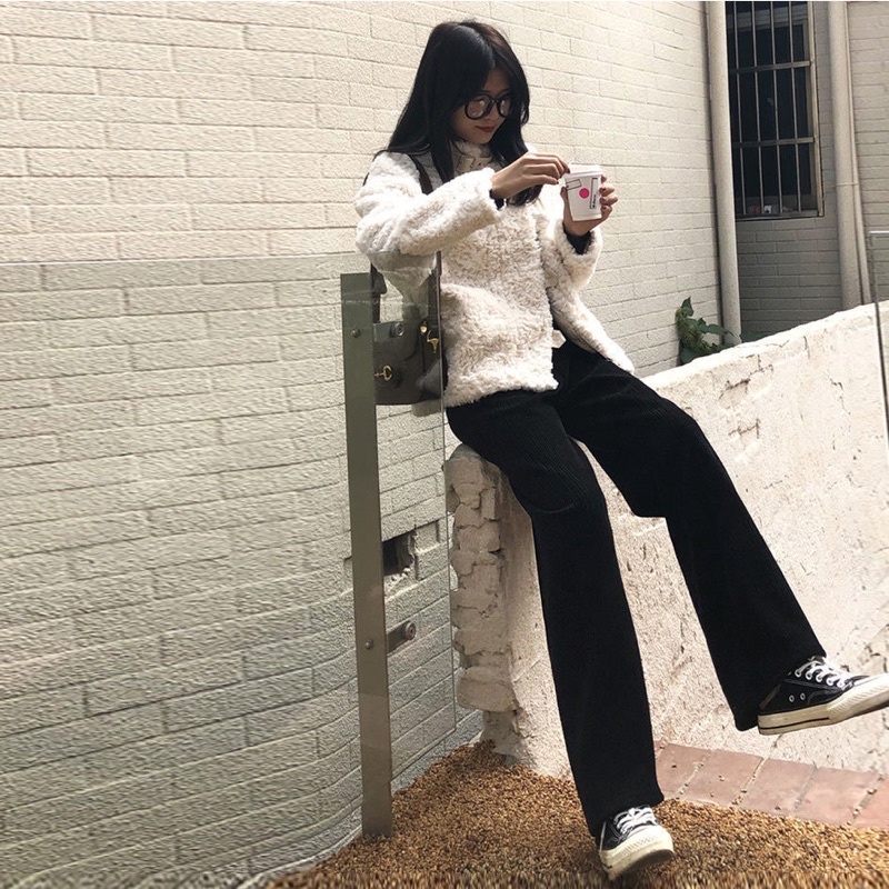 Quần Tăm nhung Lót Lông ấm áp mùa đông  ,ulzzang  thời trang cạp lưng chun 2 Màu kèm bảng size Chi tiết