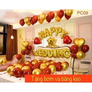 Set bóng phòng cưới tone vàng - đỏ lự