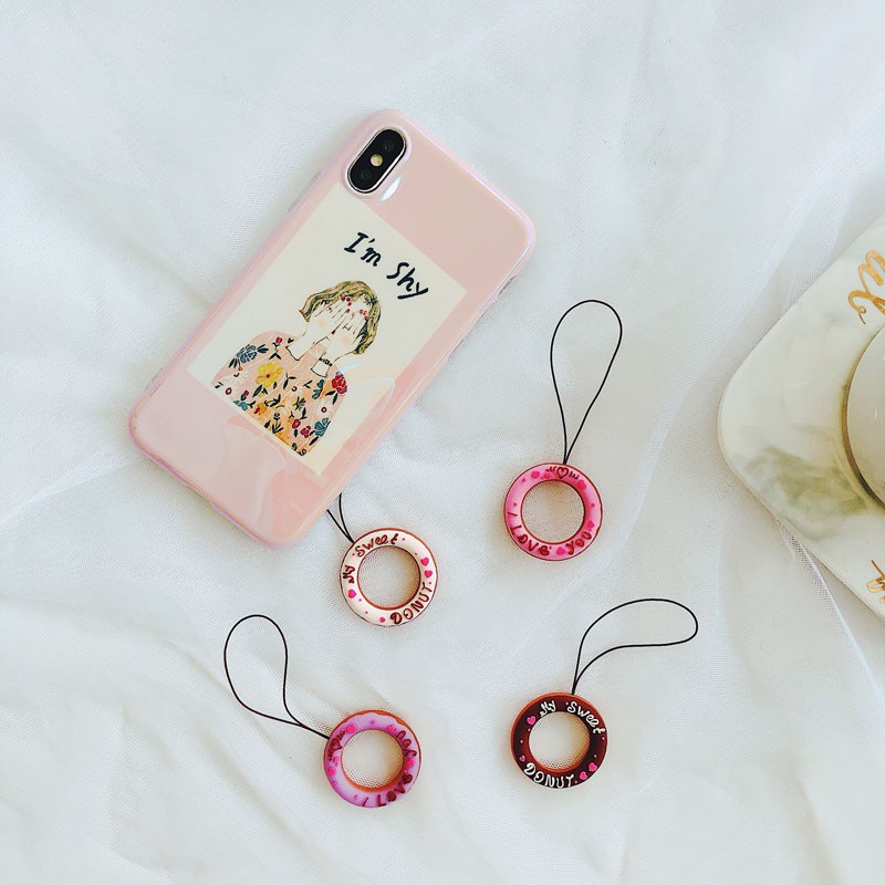 Móc khóa bánh donut dễ thương cho điện thoại Iphone Samsung HuaWei XiaoMi OPPO