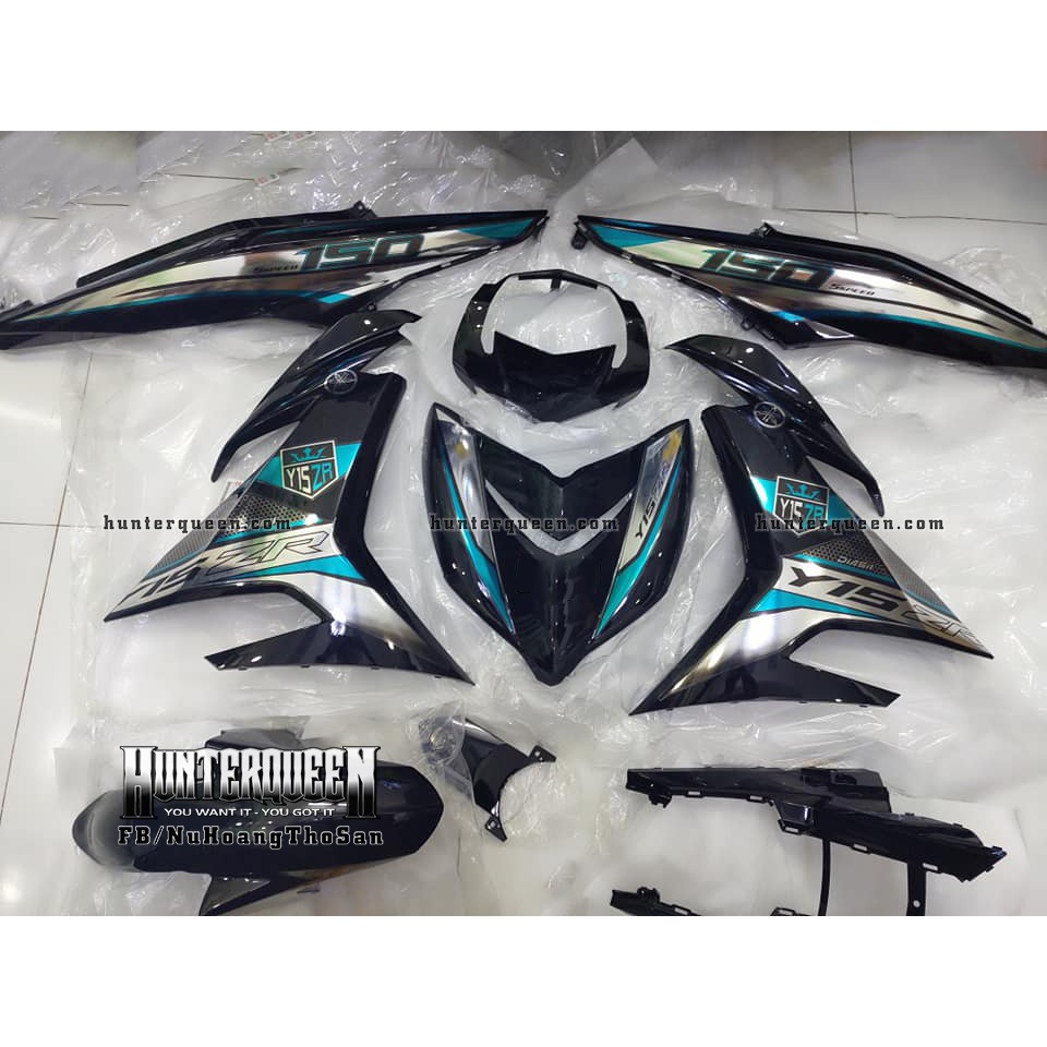 Tem Exciter 150. Y15ZR tổ ong, xe đen, tem xanh bạc. Chất liệu crom. Sắc nét, bền màu, chống nước
