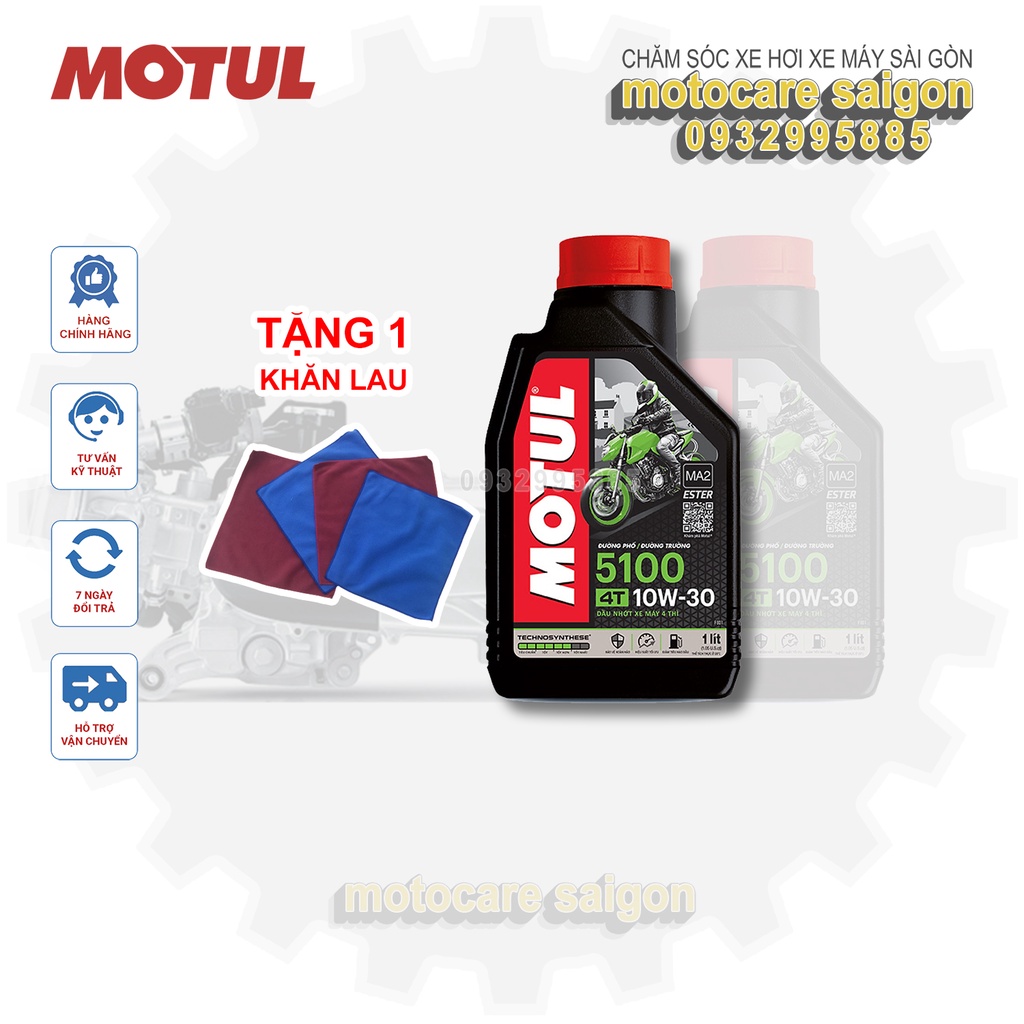 Motul 5100 4T 10W30 Nhớt xe số đời mới cao cấp công nghệ Ester tổng hợp 100% API SM, MA2