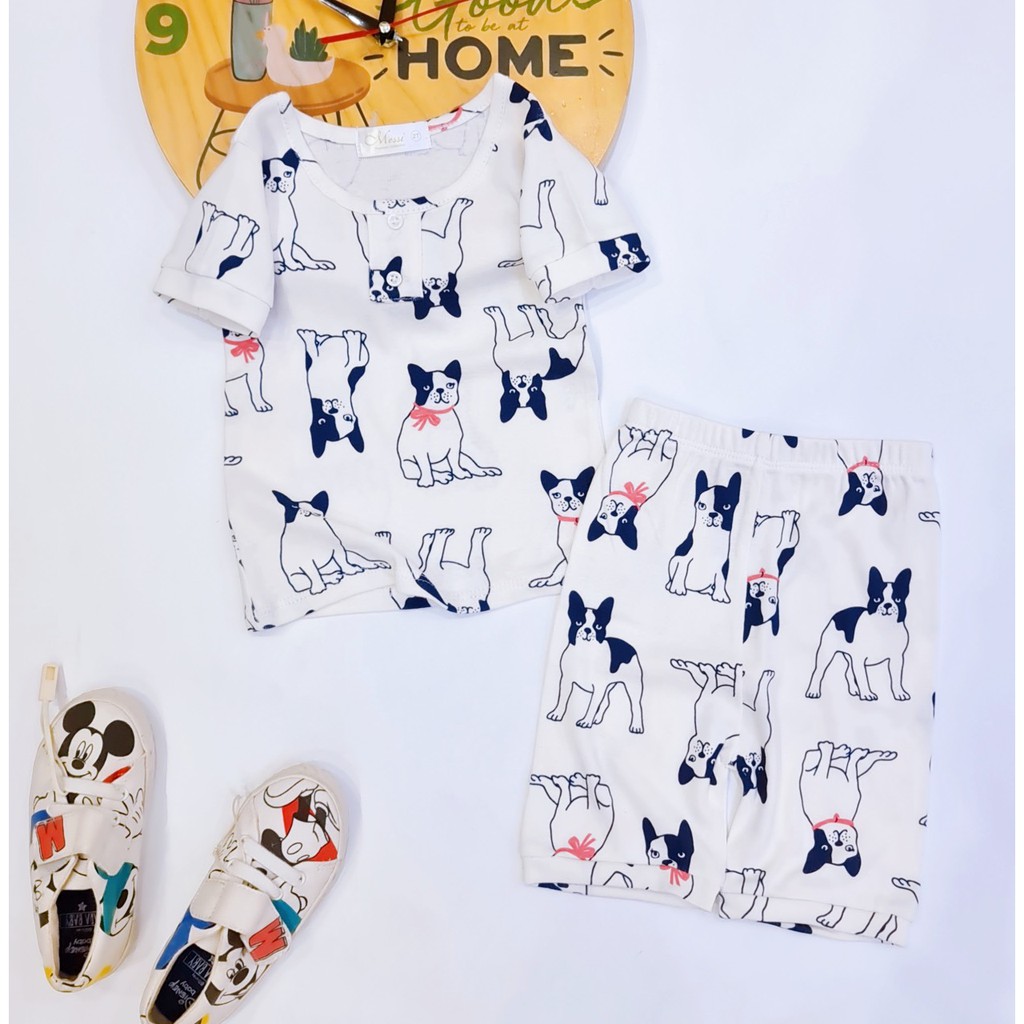 Bộ Ngắn Tay Cotton Thun Cao Cấp Xuất Hàn Bé Trai Phối Nút Trước - HM044 Homikids