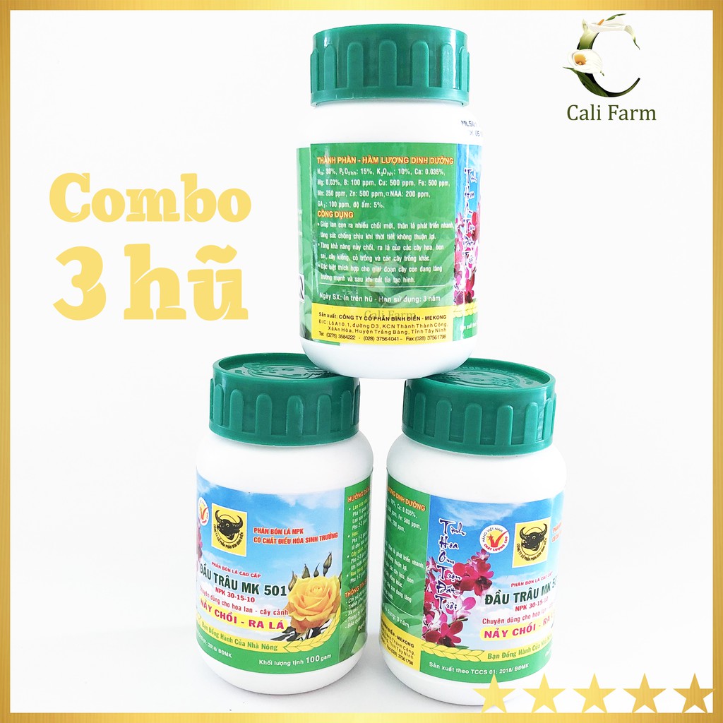 [Combo 3] Phân Bón Đầu Trâu 501 - Nảy Chồi, Ra Lá cho lan và hoa kiểng 100g