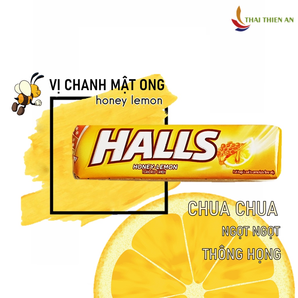 Kẹo ngậm thơm mát HALLS Thái Lan 27.9gr - 9 viên - kẹo thông họng có đường - Halls flavoured candy