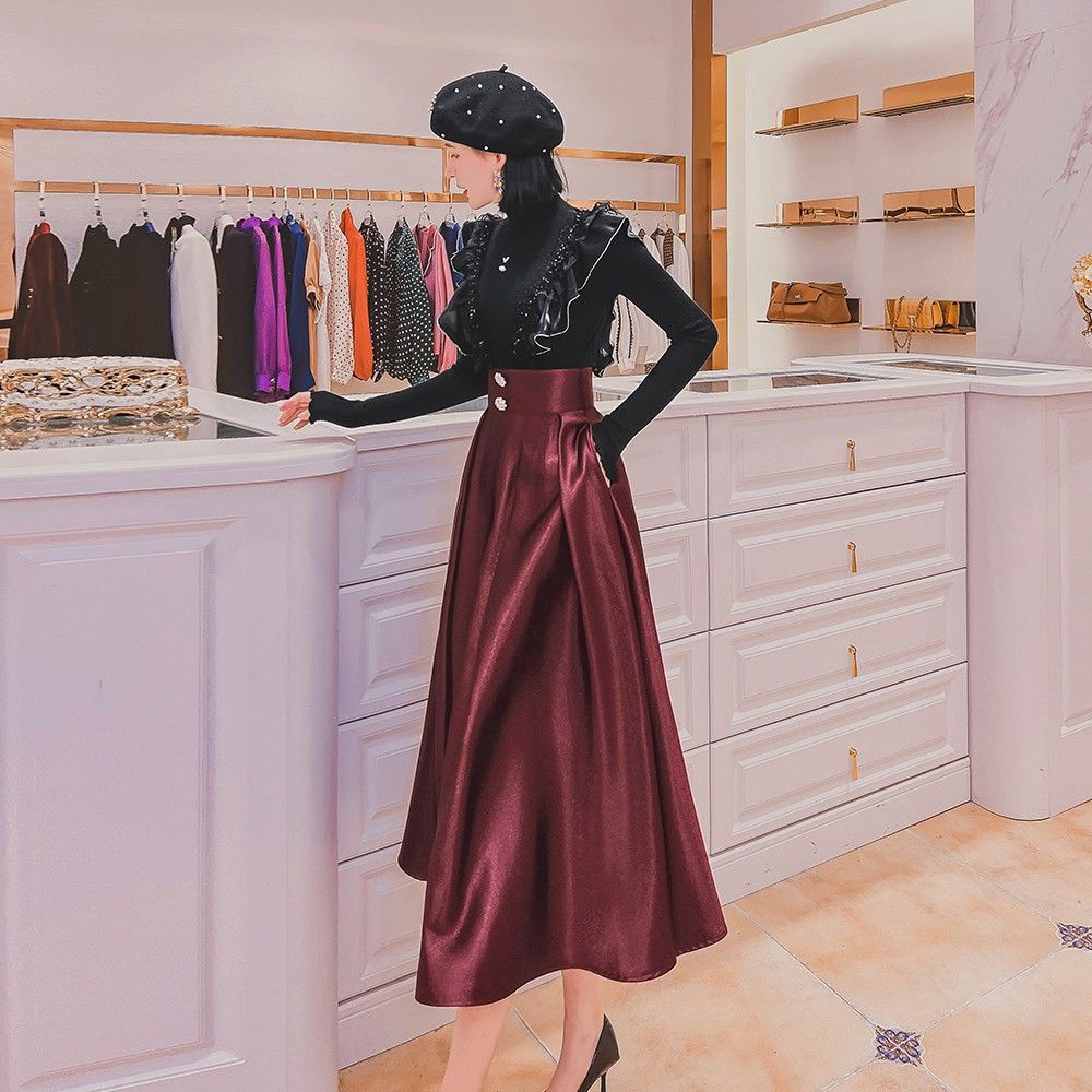 Chân Váy Satin Lưng Cao Dáng Ôm Thời Trang Mùa Xuân 2022 Cho Nữ Ốp